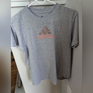 Adidas Gray T-Shirt with Pink Logo